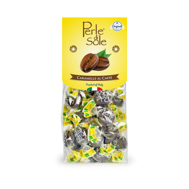 Pack of Perle di Sole coffee-flavored candies on a white background