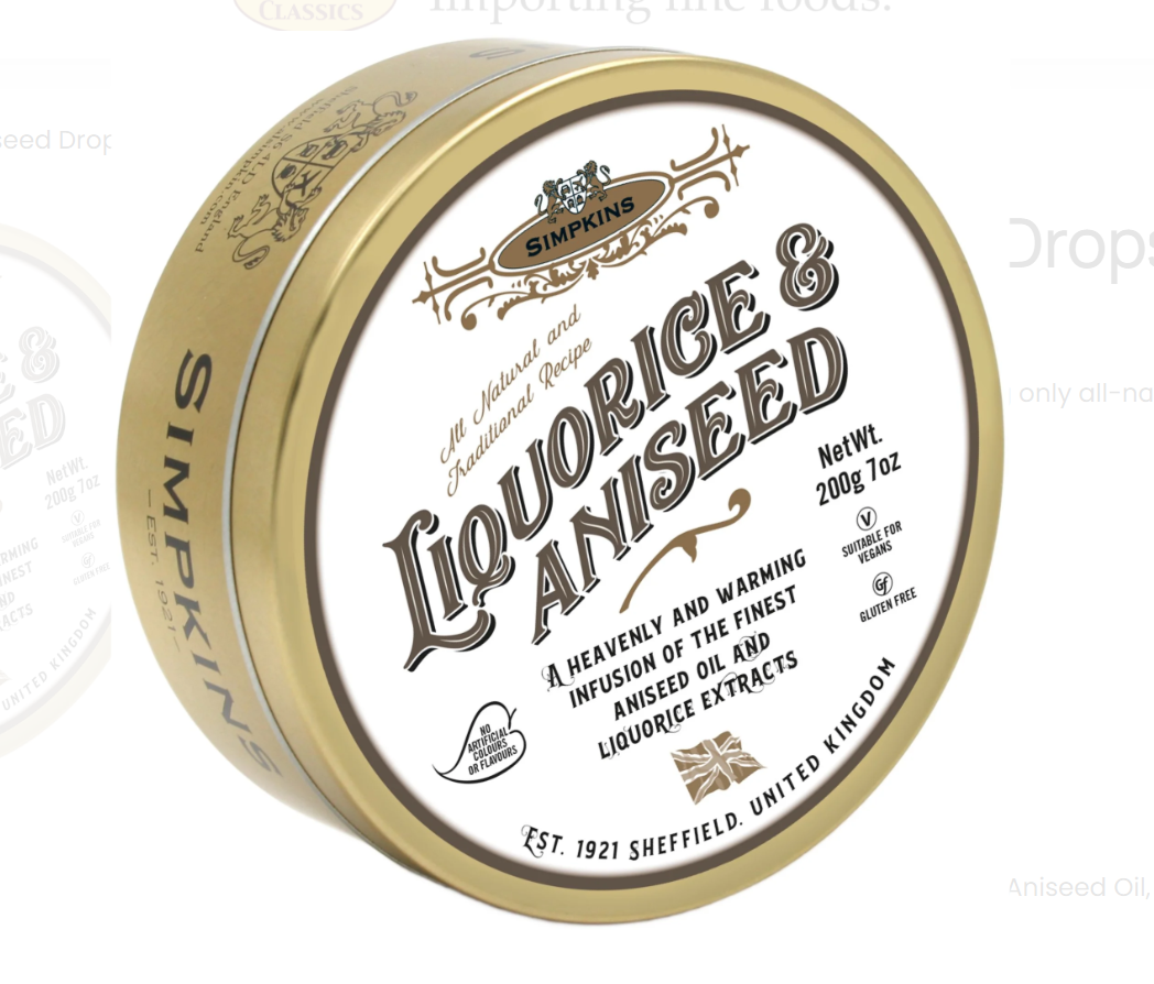 Simpkins Liquorice & Aniseed Drops - Great Britain