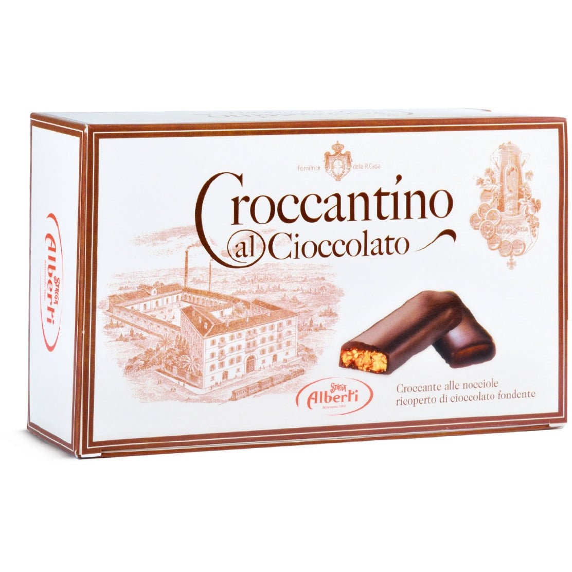 Alberti Croccantini Ricoperti - Dark Chocolate Covered Hazelnut Croccante - Torrone Candy
