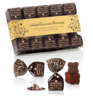 Antica Torroneria Piemontese Extra Dark Chocolate Truffles with Cacao Nibs - Torrone Candy