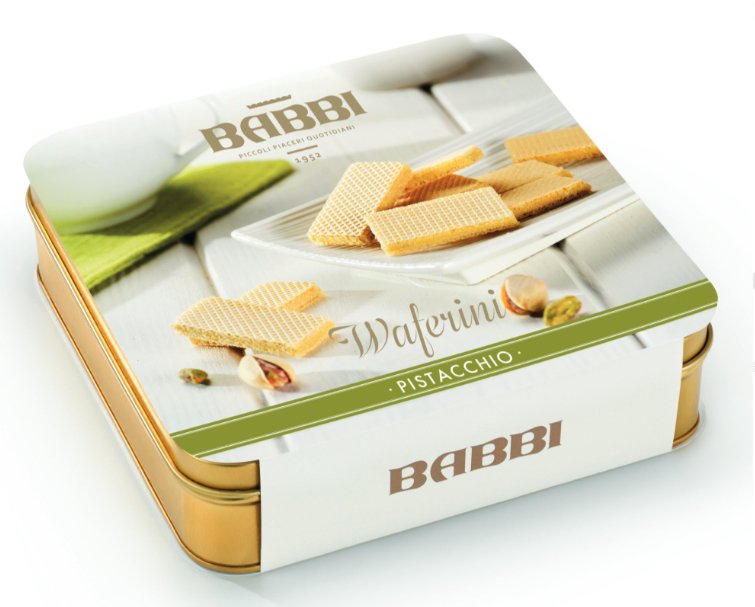 Babbi Waferini Gift Tin - Pistachio Wafers - Torrone Candy