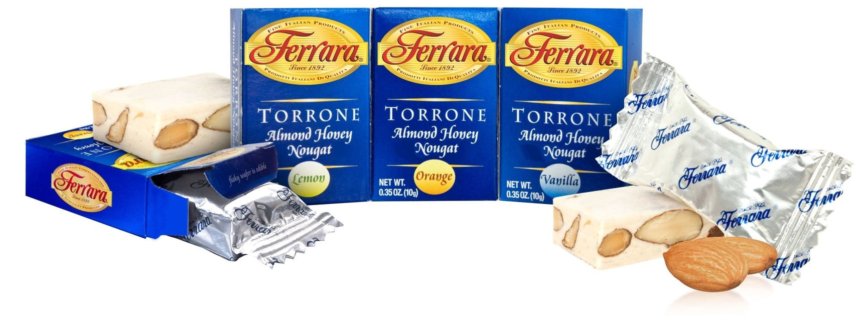 Ferrara Torrone - Italian Almond Honey Nougat - Torrone Candy