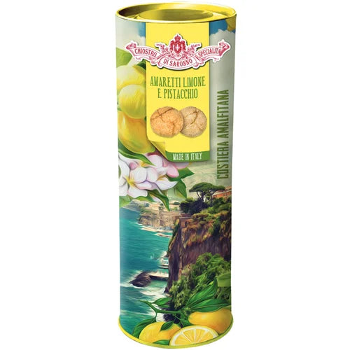 Chiostro di Saronno Soft Lemon & Pistachio Amaretti Almalfi Gift Tin - Torrone Candy