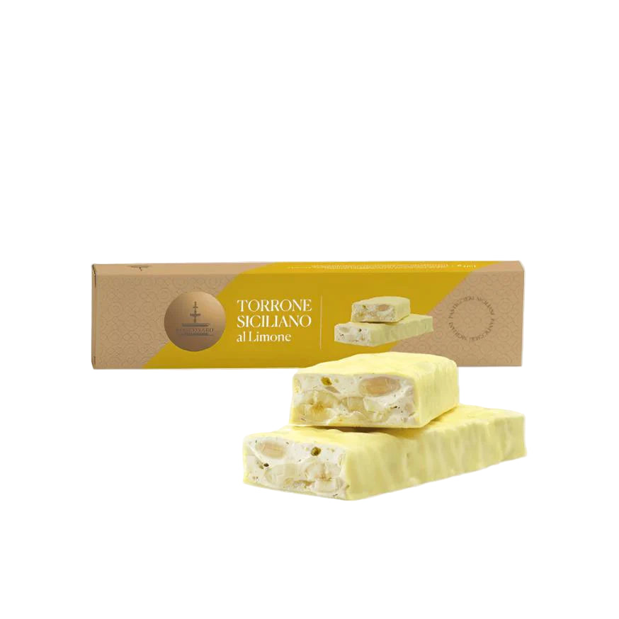 Fiasconaro Soft Sicilian White Chocolate Covered Torrone - Lemon - Torrone Candy