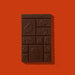 Unwrapped I Am Italiano Pisa chocolate bar embossed with Italian hand gestures on an orange background.
