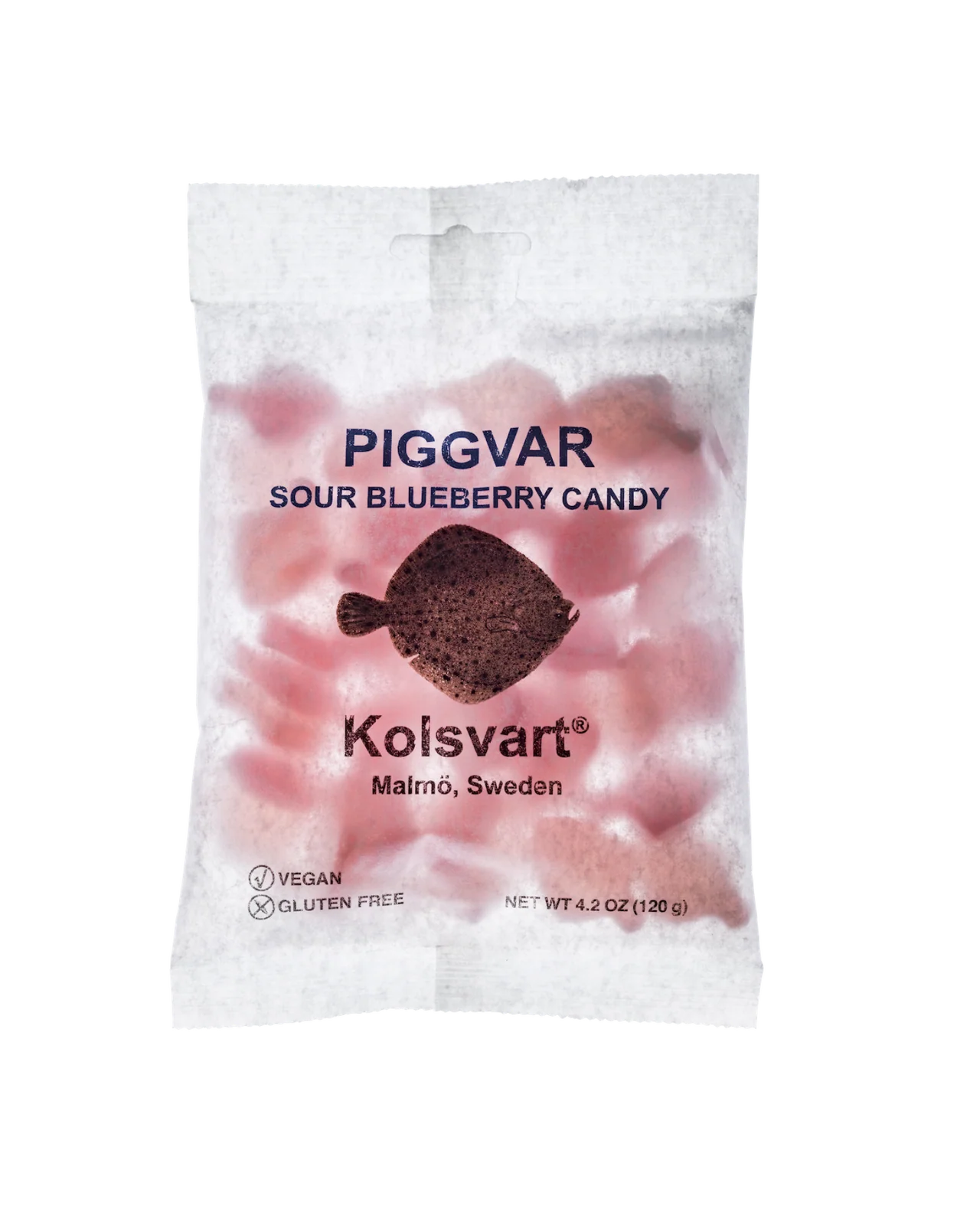 Kolsvart Piggvar Sour Blueberry Candy Fish - Sweden - Torrone Candy