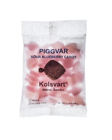 Kolsvart Piggvar Sour Blueberry Candy Fish - Sweden - Torrone Candy