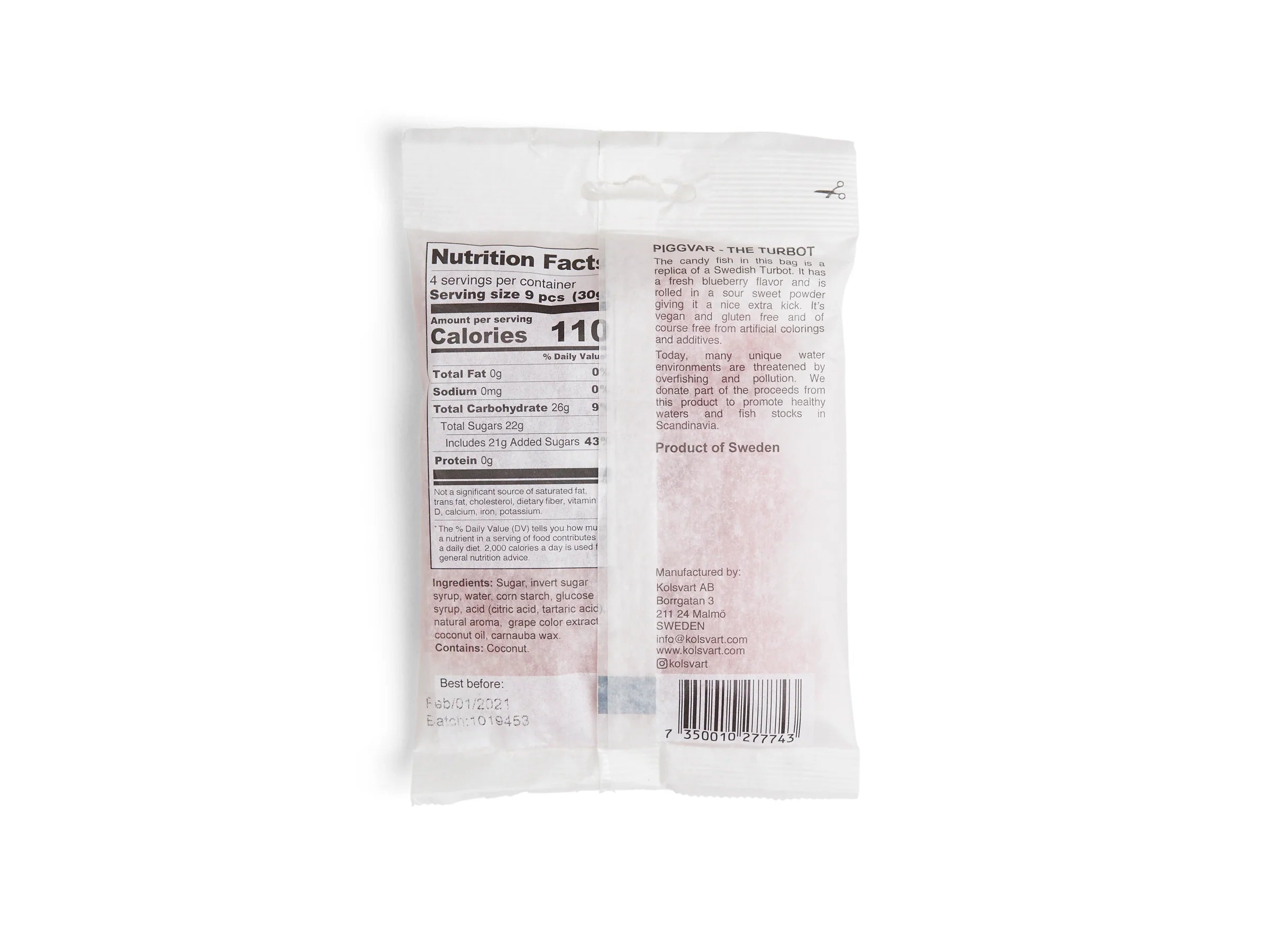 Kolsvart Piggvar Sour Blueberry Candy Fish - Sweden - Torrone Candy