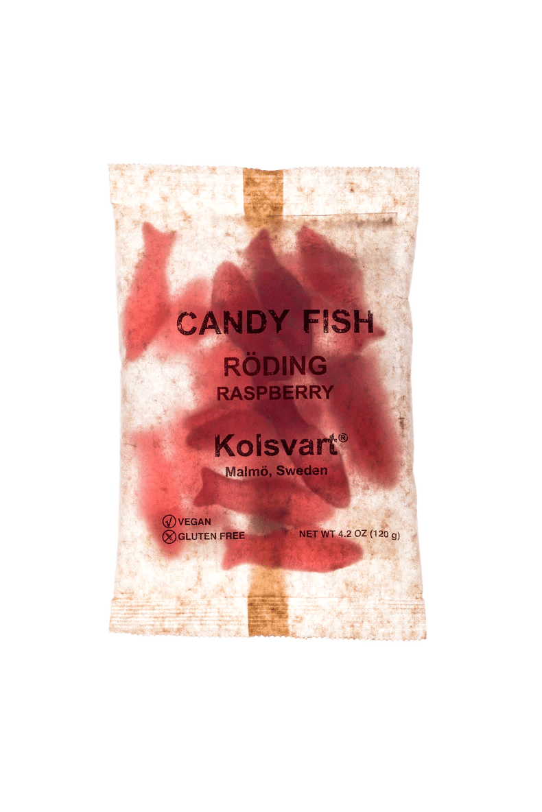 Kolsvart Roding Raspberry Candy Fish - Sweden - Torrone Candy