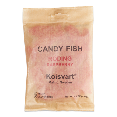 Kolsvart Roding Raspberry Candy Fish - Sweden - Torrone Candy