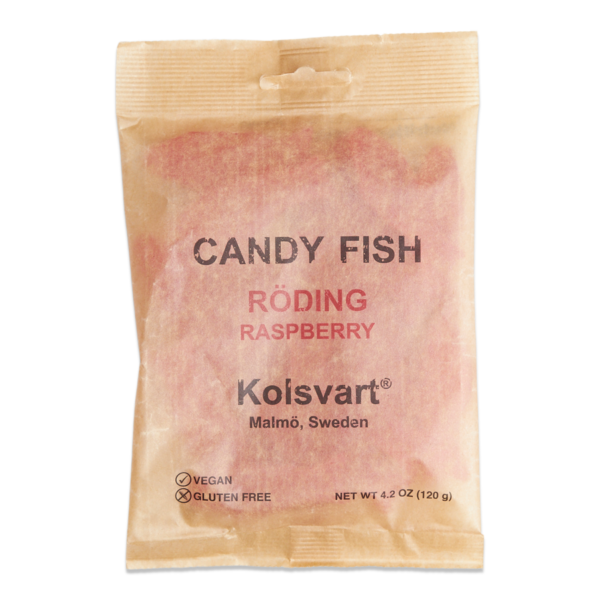 Kolsvart Roding Raspberry Candy Fish - Sweden - Torrone Candy