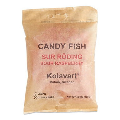 Kolsvart Sour Raspberry Candy Fish - Sweden - Torrone Candy