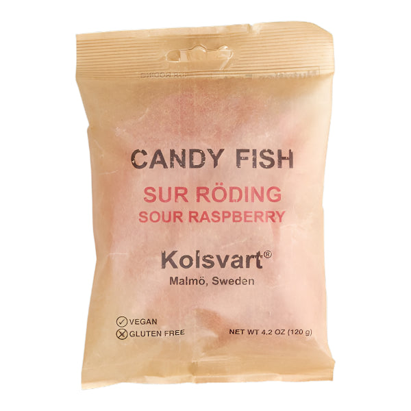 Kolsvart Sour Raspberry Candy Fish - Sweden - Torrone Candy