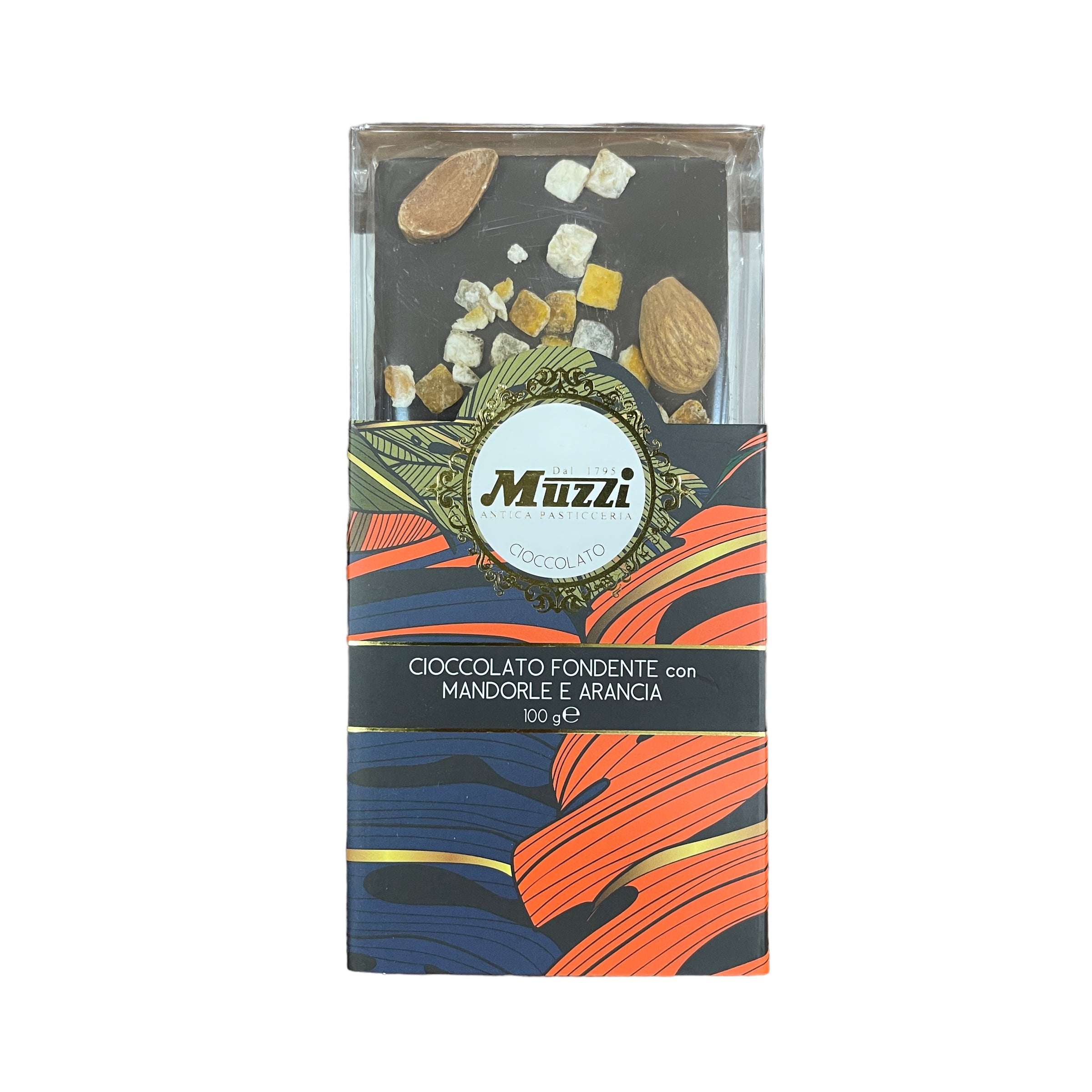Muzzi Dark Chocolate Bar - Almonds & Oranges - Torrone Candy
