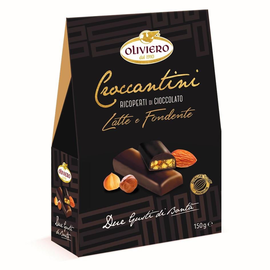 Oliviero Croccantini Ricoperti - Chocolate Covered Almond and Hazelnut Brittle - Torrone Candy