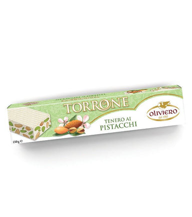 Oliviero Torrone Nougat Bar - Soft Pistachio/Almond - Torrone Candy