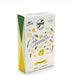 Sabadi Le Caramelle lemon and rosemary hard candies box, featuring a white front with yellow illustrations of lemons, green leaves, and a cute cartoon character, set against a plain white background.