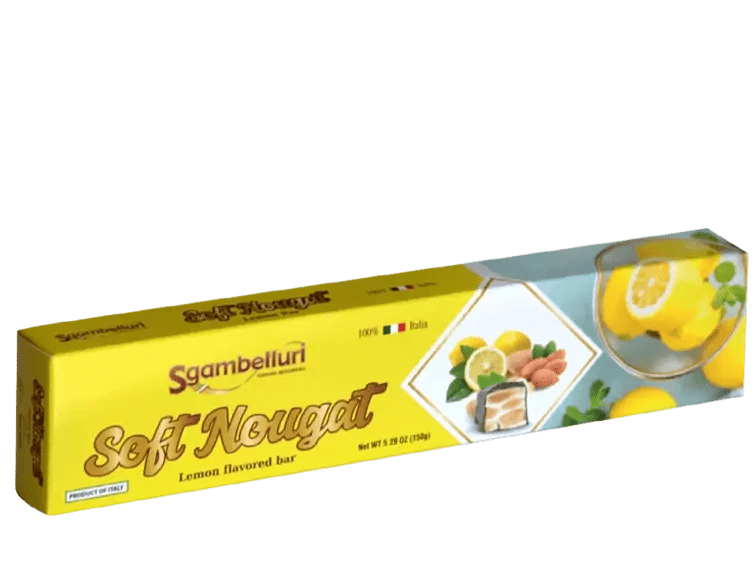 Sgambelluri Chocolate Covered Soft Torrone Bar - Lemon - Torrone Candy