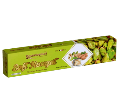 Sgambelluri Chocolate Covered Soft Torrone Bar - Pistachio & Almonds - Torrone Candy