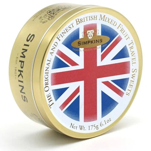 Simpkins Union Jack Flag Mixed Fruit Drops - Great Britain - Torrone Candy