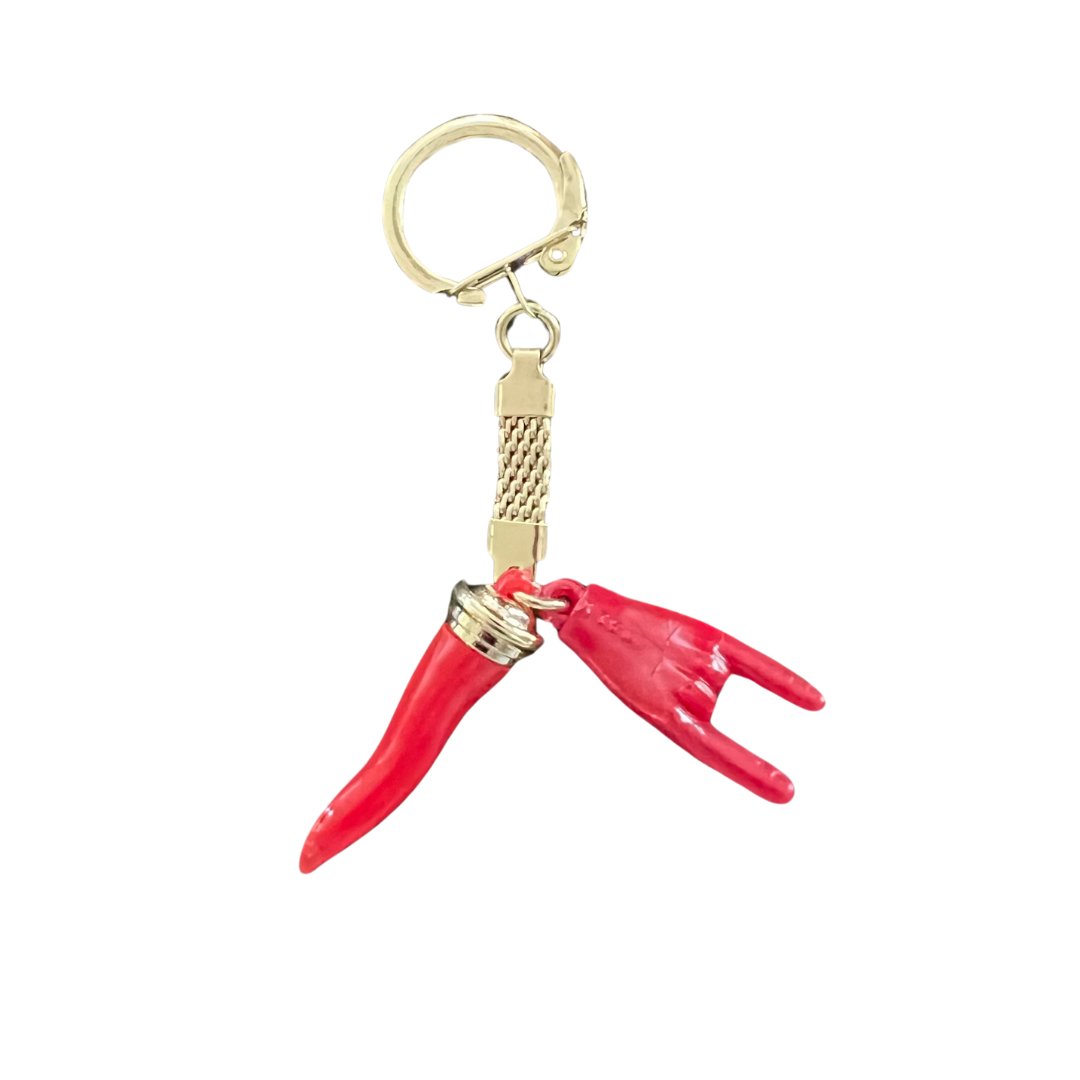 Small Italian Hand & Horn Cornicello Keychain - Torrone Candy