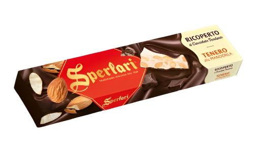 Sperlari Dark Chocolate Covered Soft Torrone With Almonds - Torrone Candy