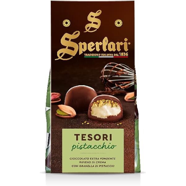 Sperlari Tesori Dark Chocolate Pistachio Filled Pralines - Torrone Candy