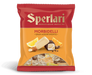 A package of Sperlari Morbidelli Gran Assortimento candies, featuring a red and orange bag with illustrations of chocolate candies, almonds, and orange slices, set against a plain white background.