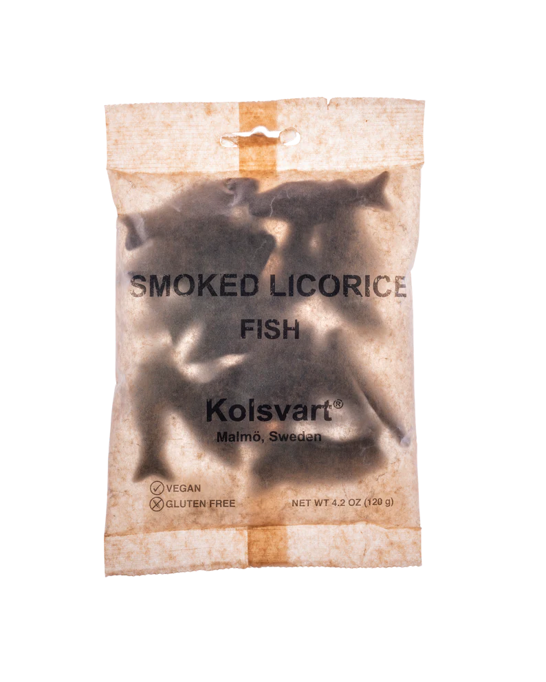 Kolsvart Cold Smoked Salty Licorice Fish - Sweden - Torrone Candy