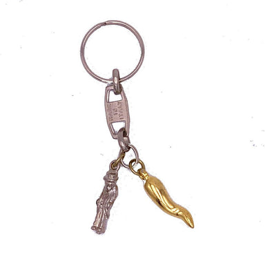 Silver & Gold Horn Gobbo Keychain - Torrone Candy